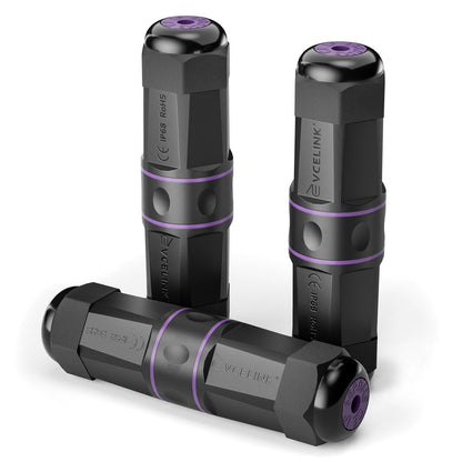 VCELINK Waterproof RJ45 Coupler IP68-1000Mbps High-Speed, Tool-Free Installation, Shielded Outdoor Ethernet Connector, Cat6/Cat5E/Cat5, PoE Network LAN Extender, 3-Pack (4.43in)