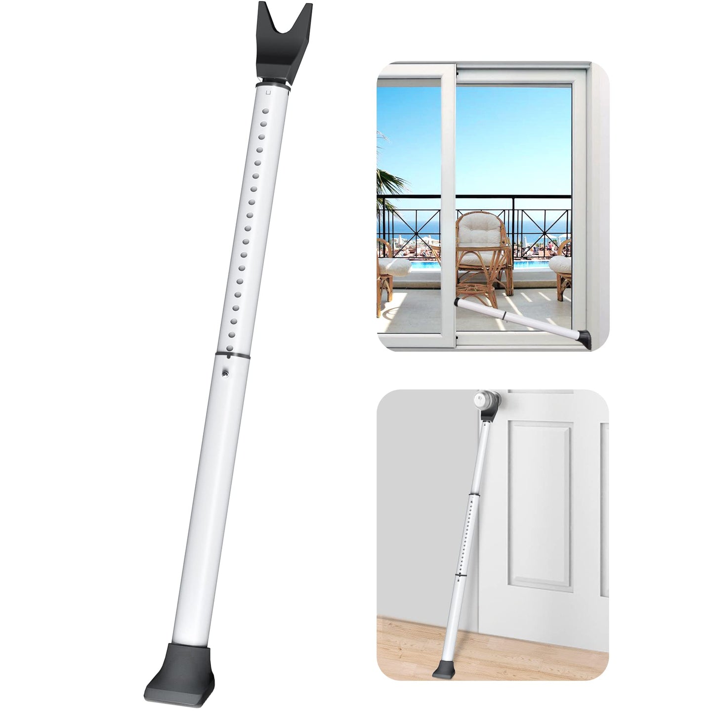 AceMining Upgraded Door Security Bar & Sliding Patio Door Stopper, Heavy Duty Adjustable Door Jammer for Home, Apartment, Travel (1 Pack, White)