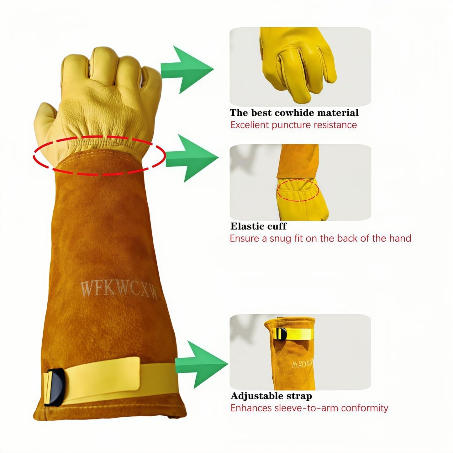 wfkwcxw Rose Bush Weeding Poison Ivy and Cactus Gloves for Adults, Long Garden Gloves Thorn Proof, Thoughtfully Paired with Rubber Gloves, Yellow, Large