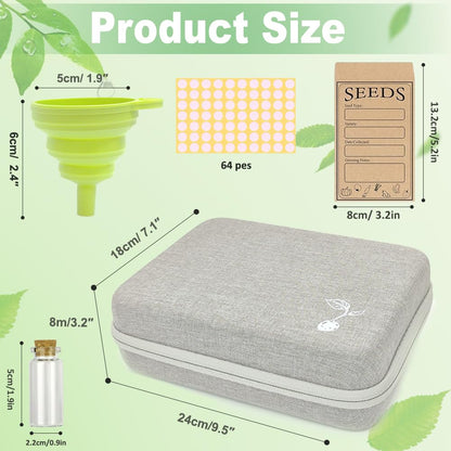 40 Slots Seed Storage Box,Garden Storage Organizer Box with Glass Storage Containers,Label Stickers,Seed Envelopes,Funnel for Various Sizes Vegetable and Flower Garden Seeds