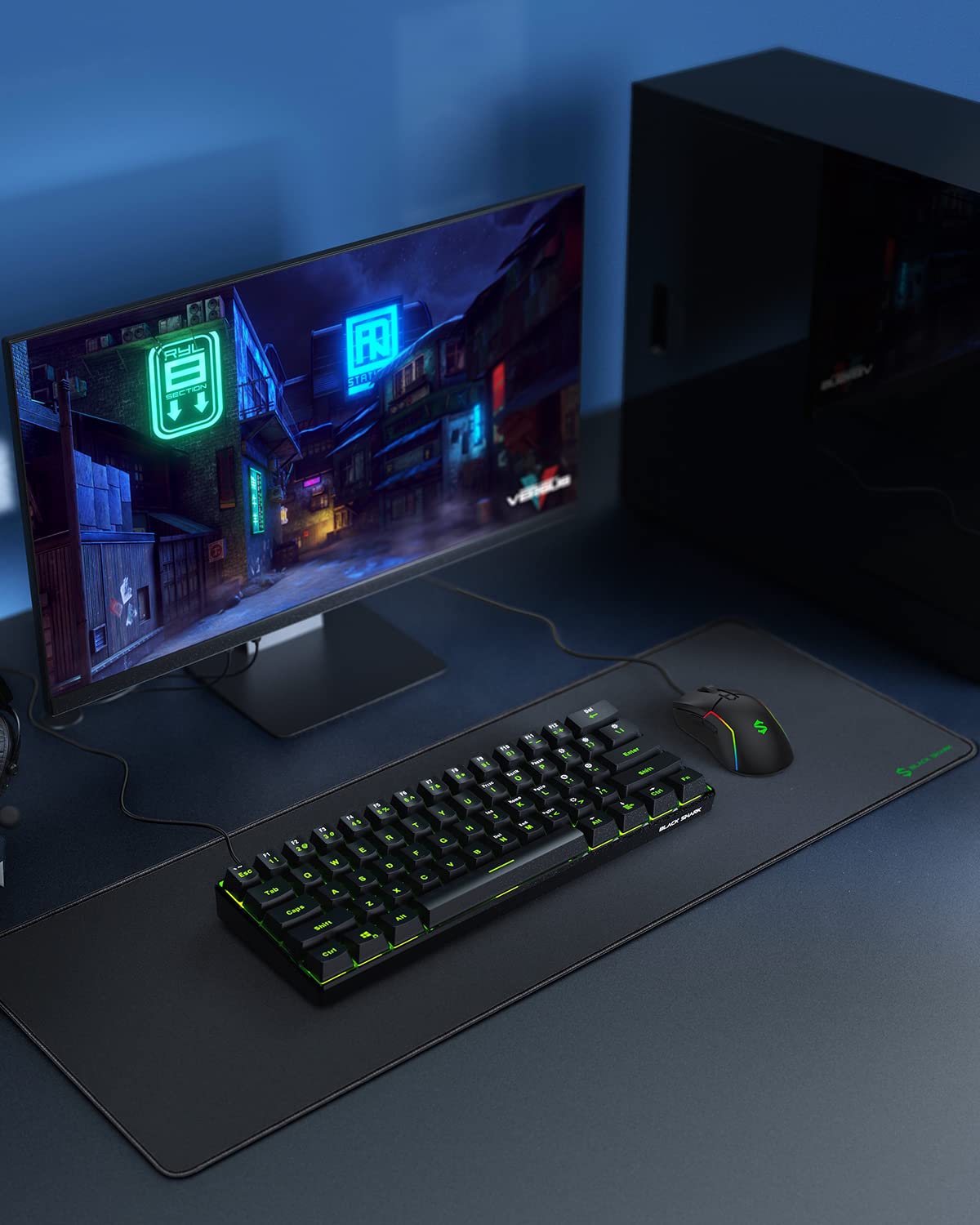 Black Shark Large Mouse Pad Gaming (31.5”x11.8”x0.15”) Desk Mat Mousepad Superfine Fiber Surface Smooth, Non-Slip Rubber Base Desk Pad for Gamers, Office, Black, Manta P2