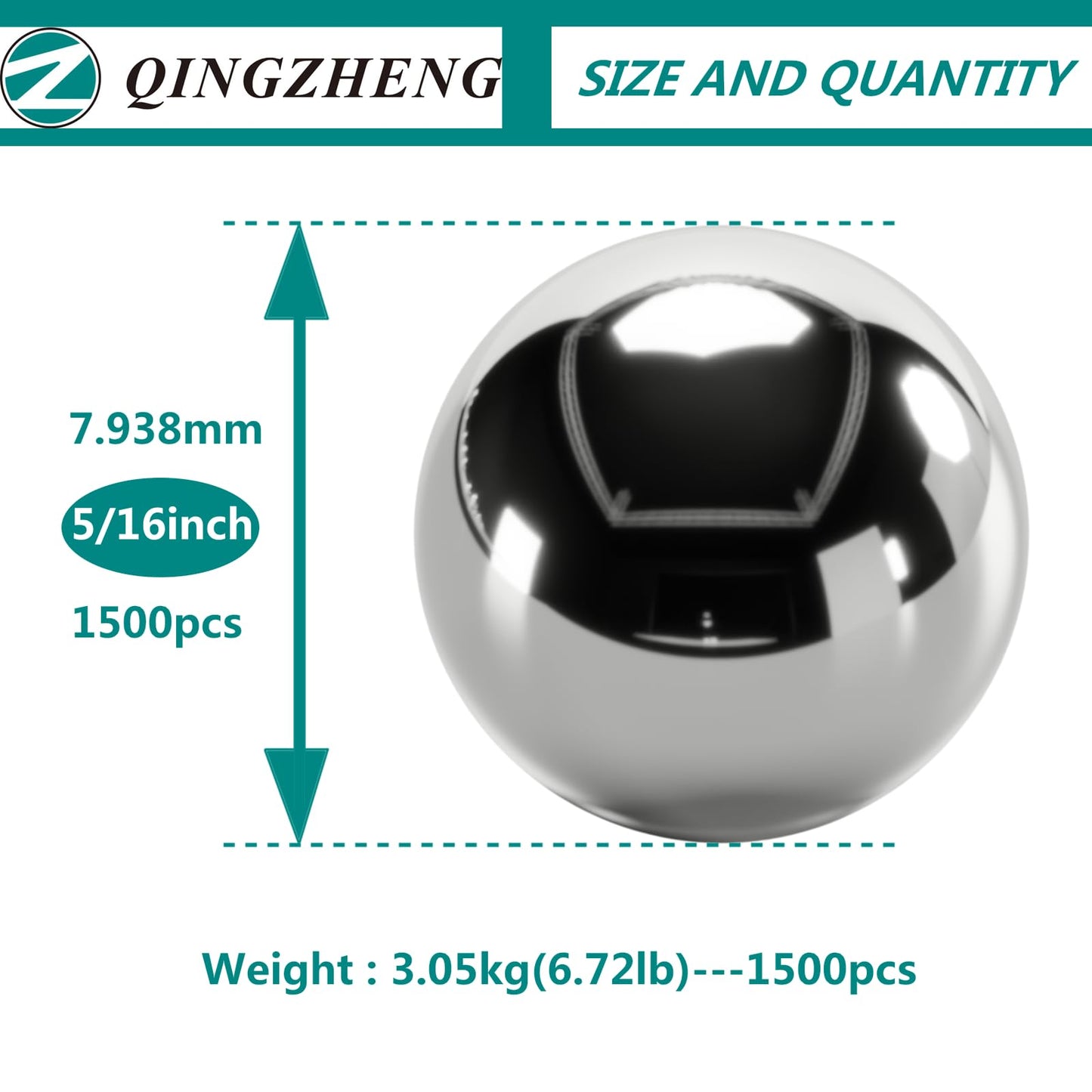 Z QINGZHENG 1500pcs 5/16inch Steel Ball Slingshot Ammo 7.938mm Precision Steel Bearing Balls