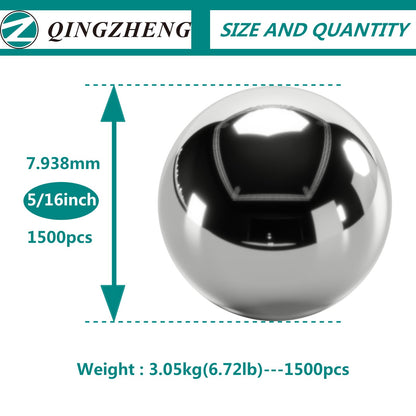 Z QINGZHENG 1500pcs 5/16inch Steel Ball Slingshot Ammo 7.938mm Precision Steel Bearing Balls