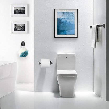 5 Piece Bathroom Hardware Set Matte Black Bathroom Accessories SUS304 Stainless Steel Include 16" Towel Rod, Toilet Paper Holder, Multifunctional Hooks