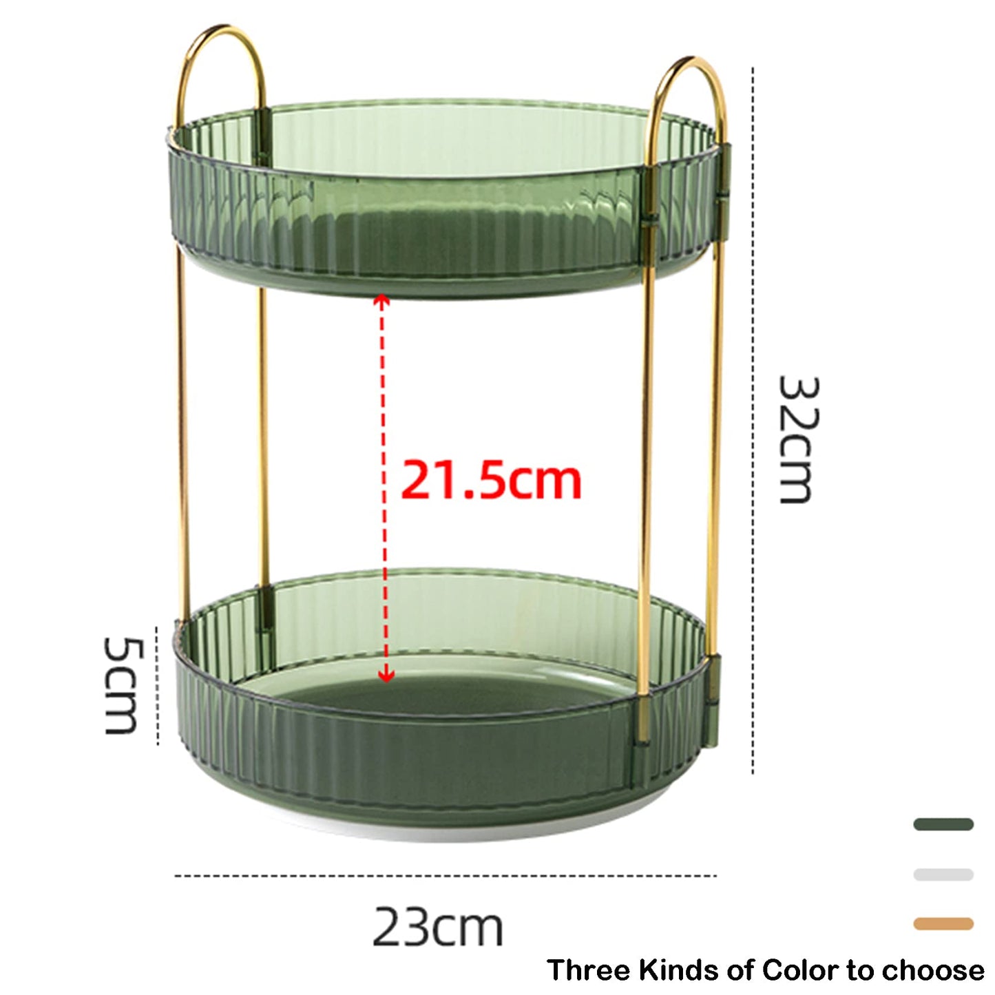 Rotating Makeup Organizer, 2 Tier Large Capacity Perfume Organizer, Cosmetic Organizer for Vanity Bathroom Bedroom, Green