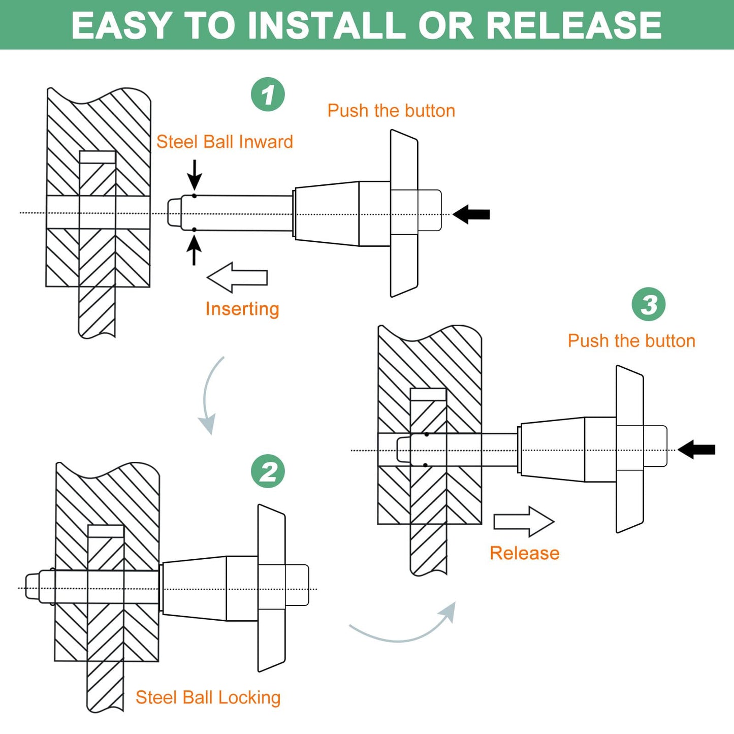 M METERXITY 2-Pack T Handle Lock Pins, 3/8"(9.5mm) Dia. 2-3/4"(70mm) Usage Length Push-Button Quick Release Locking Pins W Lanyard Cable for Speaker/Aviation/Gym/Machine [304 Stainless Steel]