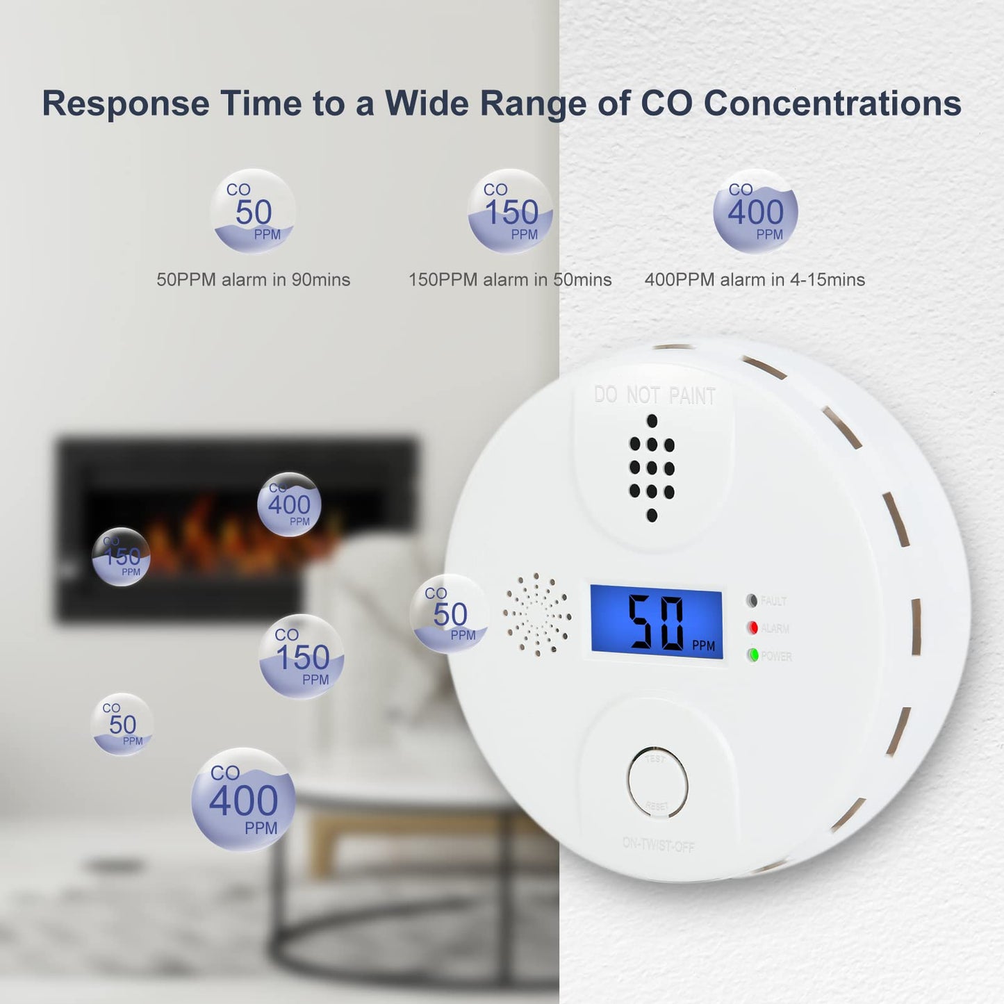 Carbon Monoxide Alarm, Digital Display CO Detector Security CO Monoxide for Home Kitchen Bedroom Safety Battery Powered (Battery not Included),Comply with CSA 6.19 (1 Pack)