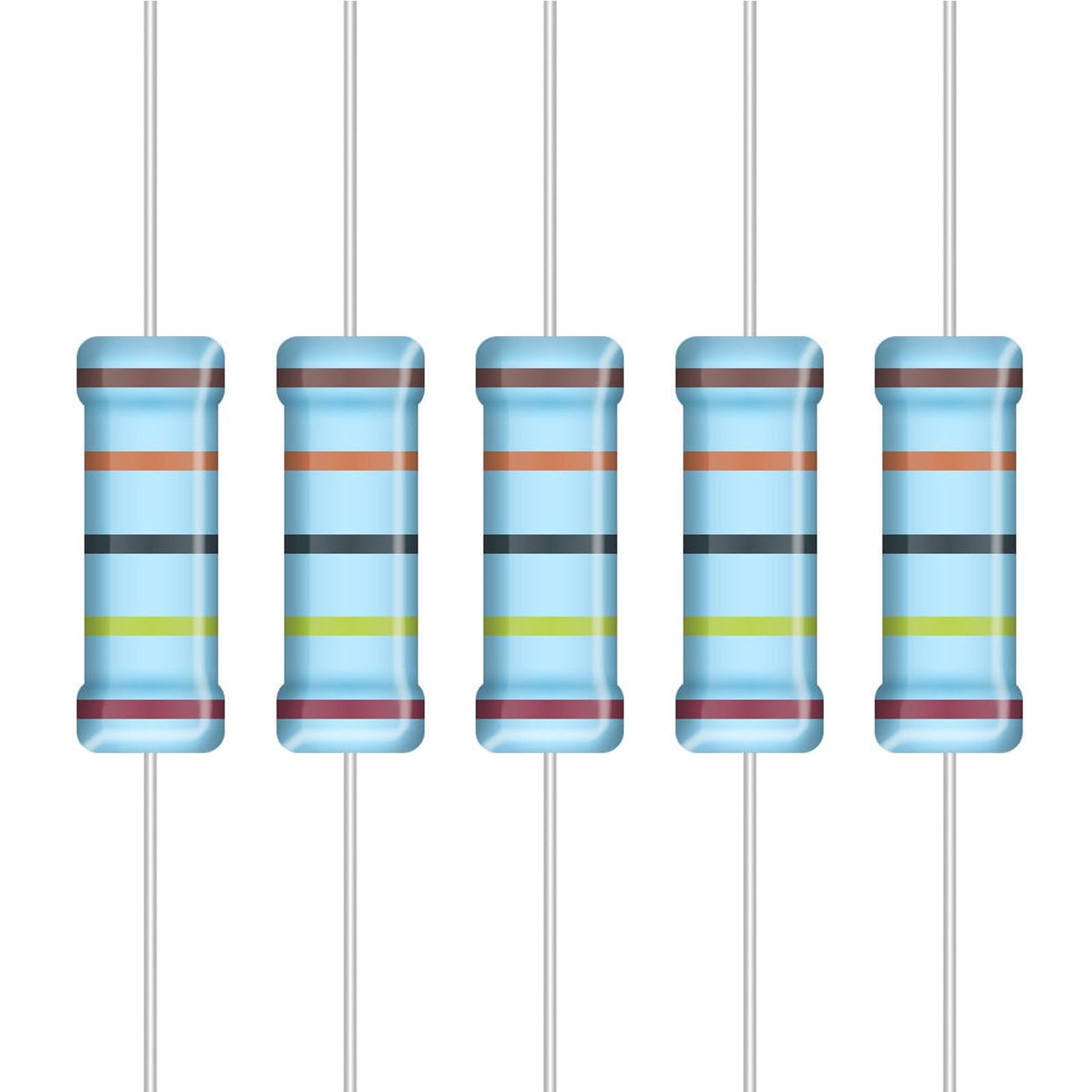 ALLECIN 5W Metal Film Resistor Kit from 1 Ohm to 1M Ohm 25 Values 5 Watt 1% Resistors Assortment