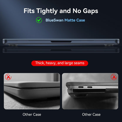 BlueSwan for MacBook Air 13 inch Case, M4 M3 M2 2026-2022 A3240 A3113 A2681, 100% Match Official Color, Anti Scratch, Easy to Snap on, Air 13.6'' Hard Shell Protective Laptop Cover, Midnight Clear