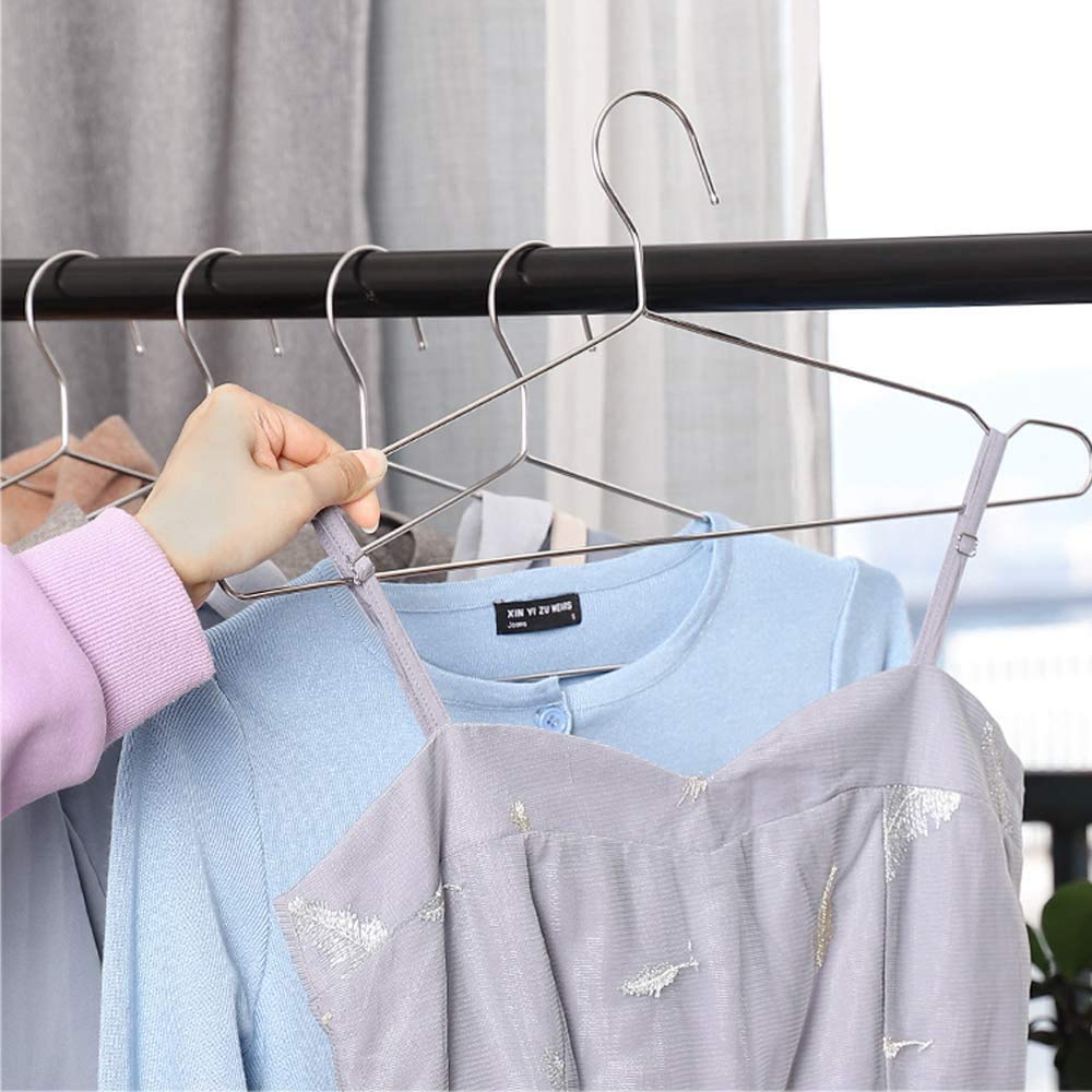 Coat Hangers Clothes 40 Pack Seropy Wire Hangers Heavy Duty Stainless Steel Hangers with Non Slip Grooves, Ultra Thin Metal Hangers Space Saving Clothing Hanger 16.5 Inch