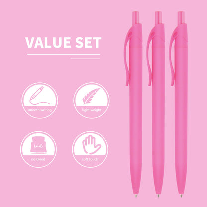 deegtran Pens Bulk, 50 Pack No Bleed Pink Click Pens, Wholesale Retractable Ballpoint Pens, Pens Medium Point, Smooth Ink Pens, 1.0MM Pink Ink