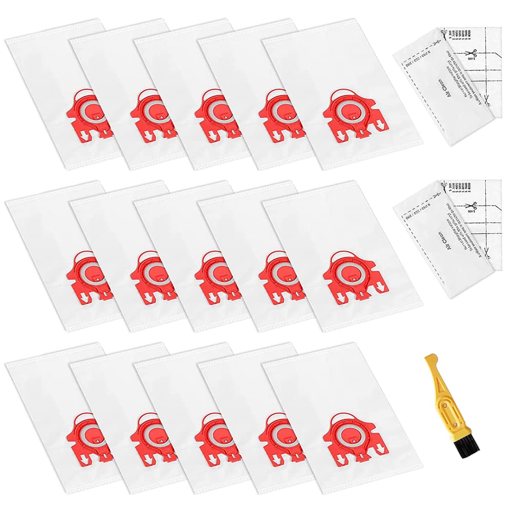 Vacuum Bags, 15Pcs Dust Bags AirClean 3D Efficiency Replacement Compatible with Miele FJM Vacuum Compact C2 Compact C1 Complete C1 S241 S290 S300i S500 S700 S4 S6 Series