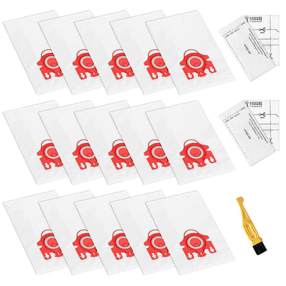 Vacuum Bags, 15Pcs Dust Bags AirClean 3D Efficiency Replacement Compatible with Miele FJM Vacuum Compact C2 Compact C1 Complete C1 S241 S290 S300i S500 S700 S4 S6 Series