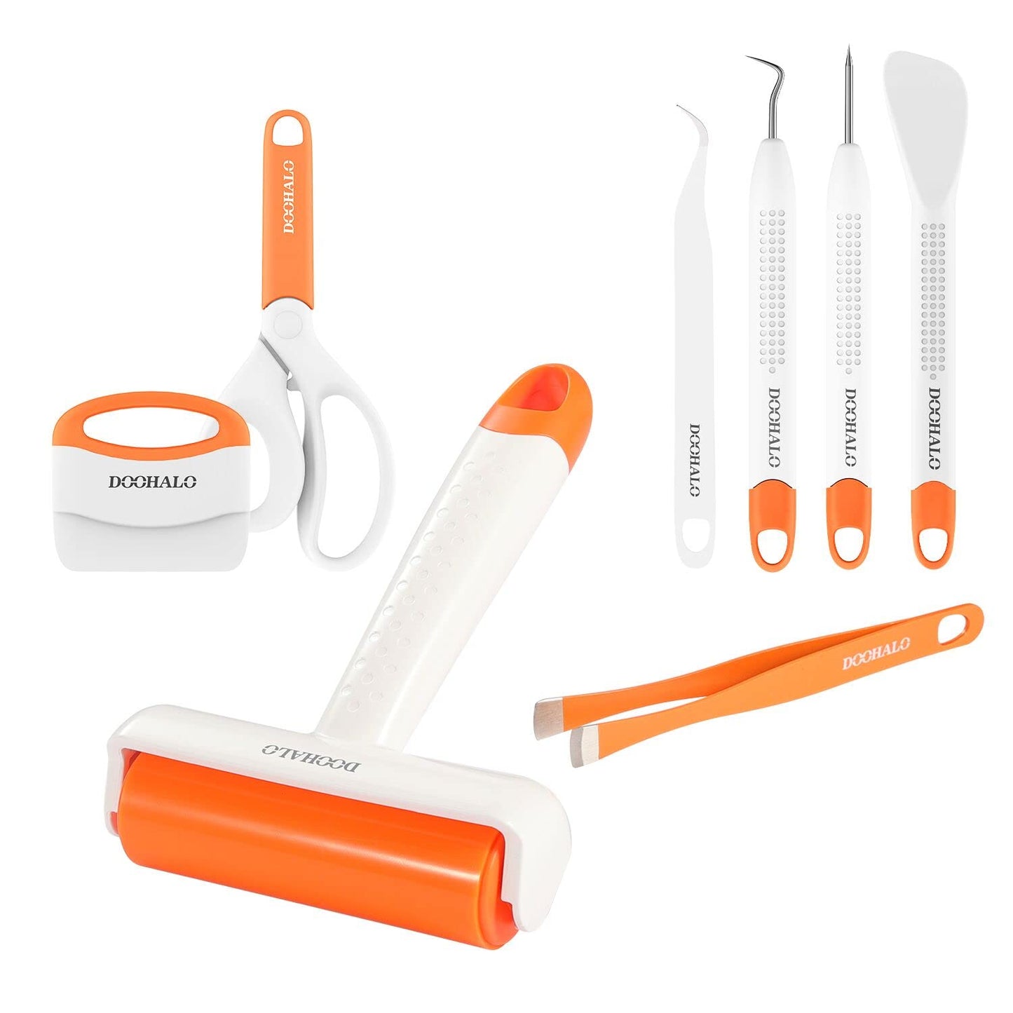 DOOHALO Brayer Roller Vinyl Weeding tools for Cricut Tools Crafting Basic Accessories Set Kit for Silhouette Weeding scraper spatula tweezers scissors basic tools bundle for sewing