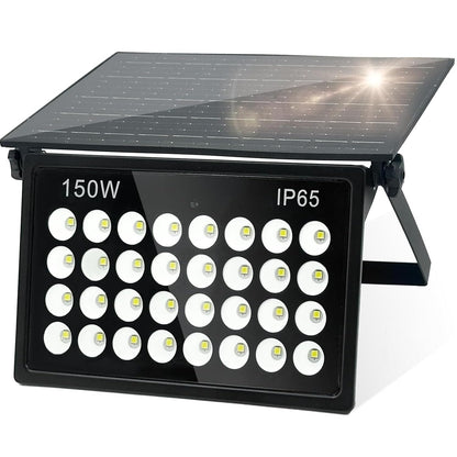 150W Solar Flood Lights Outdoor, 15000LM 6500K Bright Floodlights, IP65 Waterproof Solar Powered Security Light, Auto Dusk to Dawn with Remote Control for Yard, Street, Garden, Garage, Shed