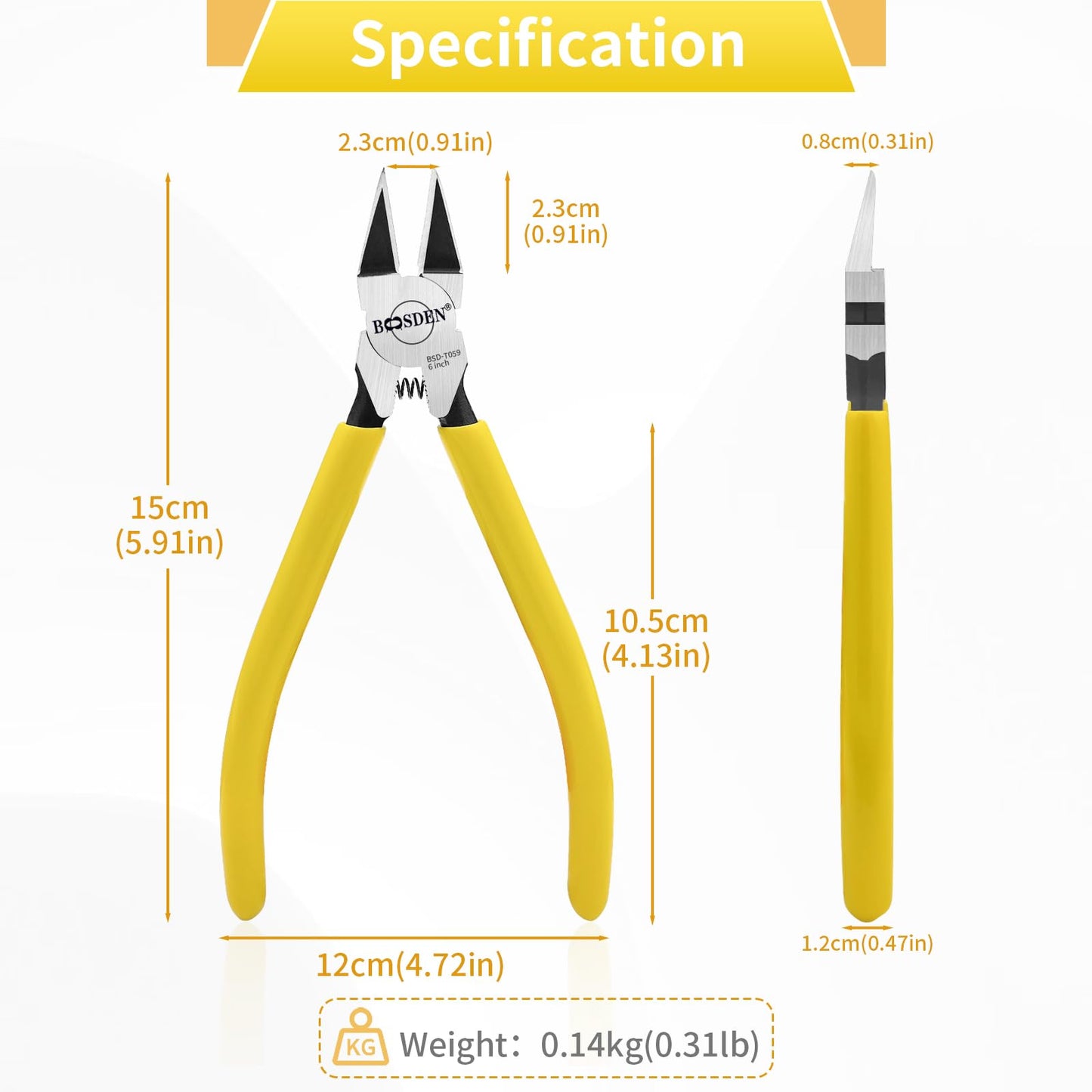 BOOSDEN 5 Pack 6'' Wire Cutters, Diagonal Cutting Pliers, Dikes Side Cutters, Barbed Wire Snips, Precision Spring Loaded Wire Cutters, Mini Wire Cutter Set for Floral, Electrical, Crafting, DIY