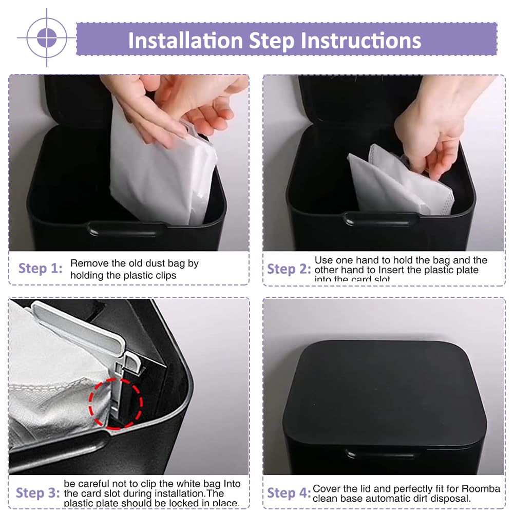 Vacuum Dust Bags and HEPA Filters: Compatible with iRobot Roomba i3 i3+ i4 i4+ i6 i6+ i7 i7+ i8 i8+ Vacuum Cleaner - 8+2pack