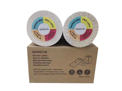Thermal Labels 4" x 6" Shipping Labels100mmX150mm for Zebra Desktop Printers 250 Labels (2 Rolls)