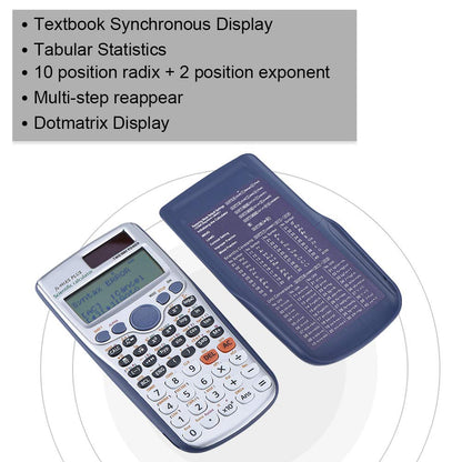 Scientific Calculator with 417 Functions, Plus Student Handheld Scientific Portable Solar Scientific Calculator for School Office, Textbook Synchronous Display