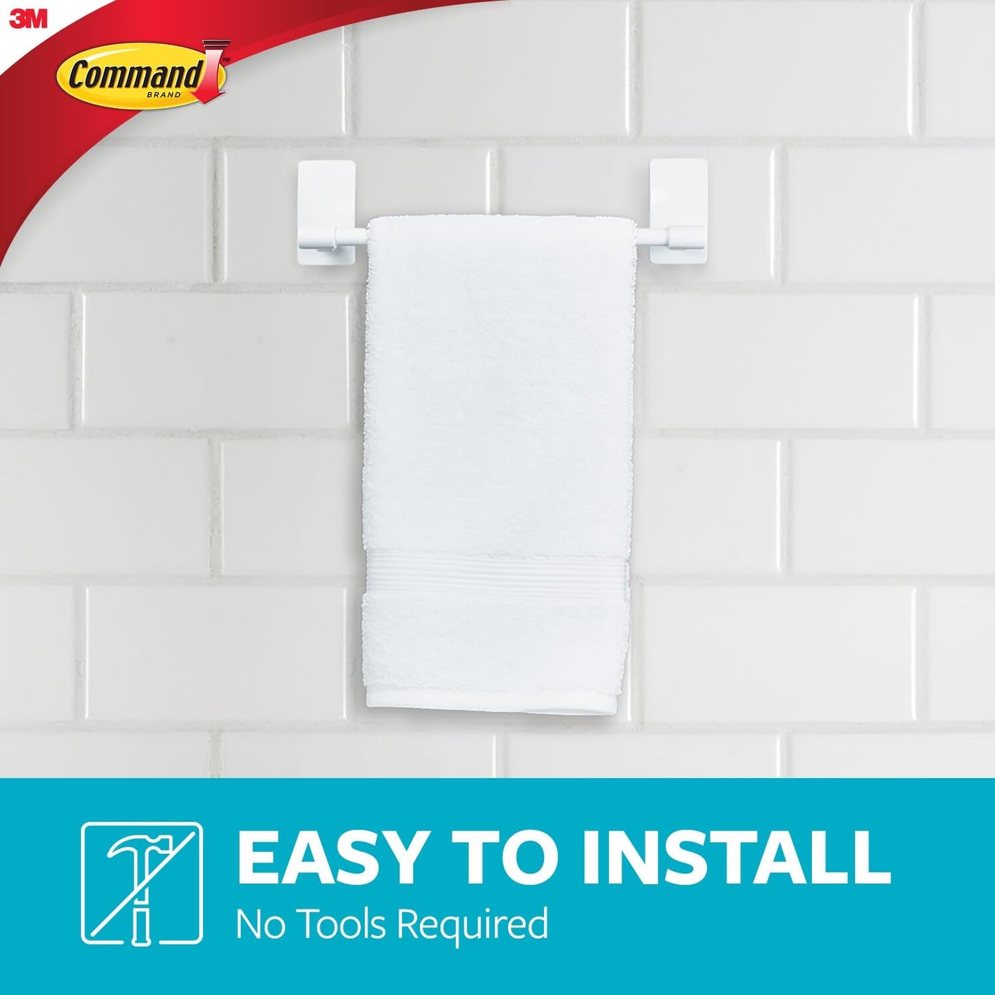 Command Towel Bar BATH42-MB-ESF, Matte Black, 1 Towel Bar, 4 Medium Water-Resistant Strips