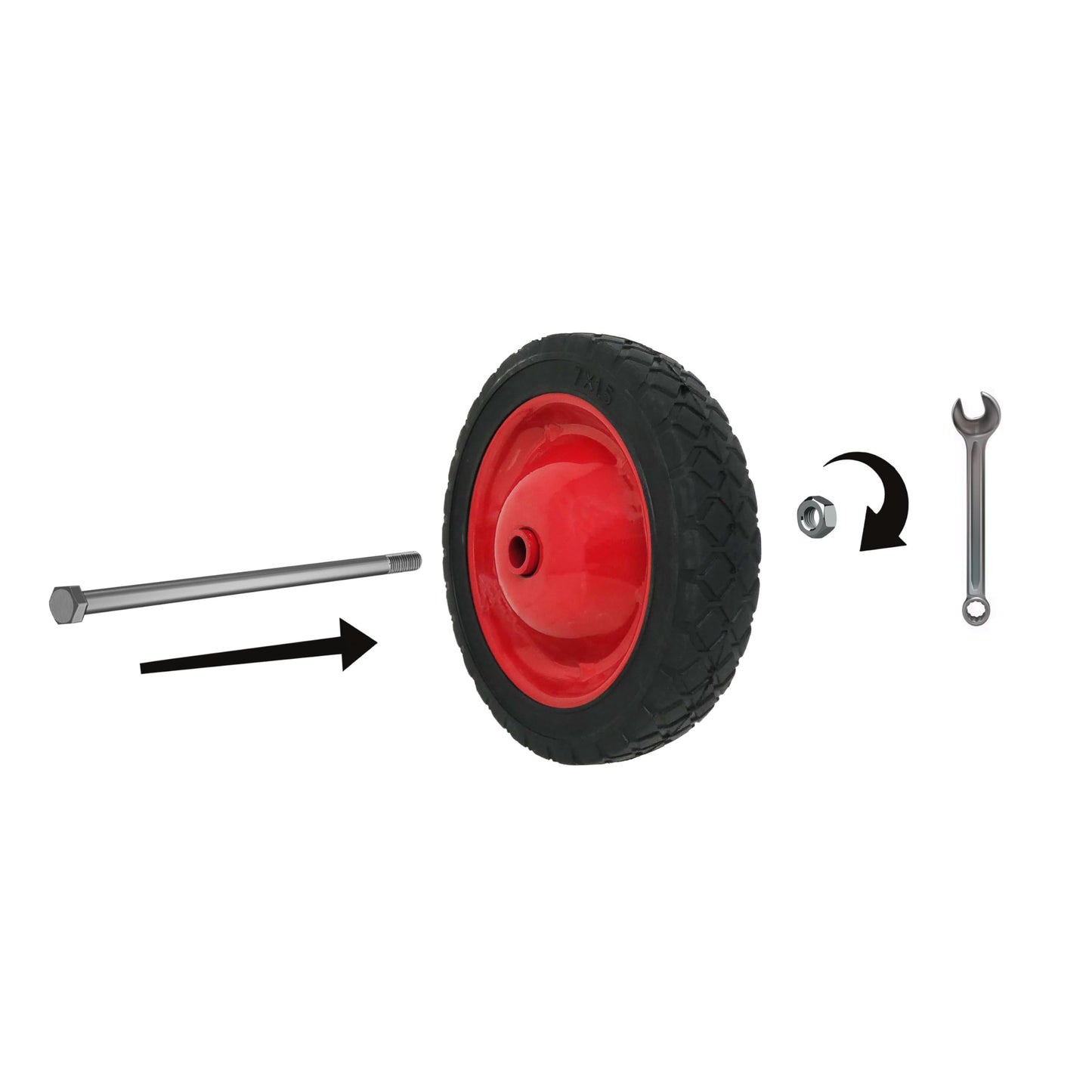 Shepherd Hardware 9594 8-Inch Semi-Pneumatic Rubber Tire, Steel Hub with Ball Bearings, Ribbed Tread, 1/2-Inch Centered Axle Diameter