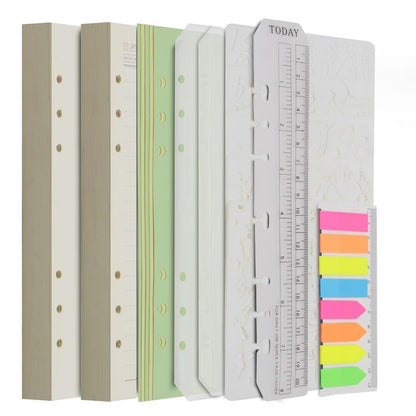 Wonderpool 320 Pages Blank/Lined A5 Refill Paper Inserts Binder Loose Leaf Paper, Dividers, Pocket, Neon Page Marker, Bookmark, Stencils for Refillable 6 Ring Binder Journal Notebook Diary Planner(A5)