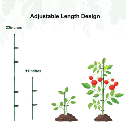 165Pcs Adjustable Plant Stakes, 30Sets Garden Plant Support Sticks, 30Pcs Fiberglass Plant Pole Stand, 60Pcs Rings, 60Pcs Clips, 15Pcs Connectors for Potted Plant Flower Tomato Orchid Vegetable