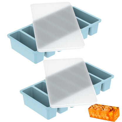 Silicone Freezer Trays with Lids 2-Pack - 1/2 Cup Meal Prep Containers,Food Storage Containers for ice Soup/Sauce, Silicone Freezer Molds