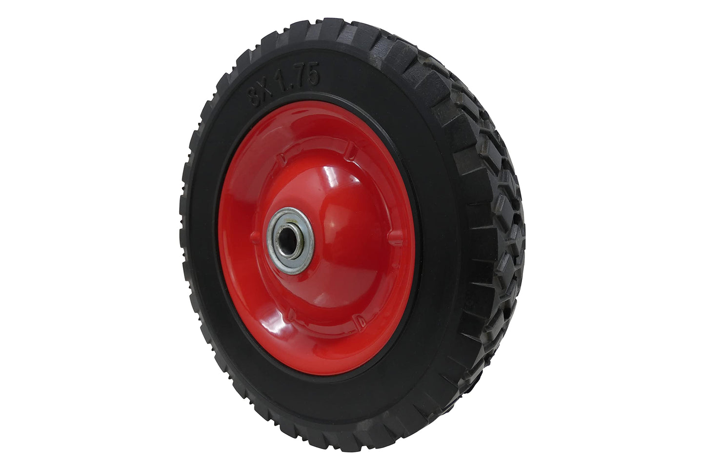 Shepherd Hardware 9594 8-Inch Semi-Pneumatic Rubber Tire, Steel Hub with Ball Bearings, Ribbed Tread, 1/2-Inch Centered Axle Diameter