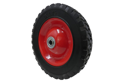 Shepherd Hardware 9594 8-Inch Semi-Pneumatic Rubber Tire, Steel Hub with Ball Bearings, Ribbed Tread, 1/2-Inch Centered Axle Diameter