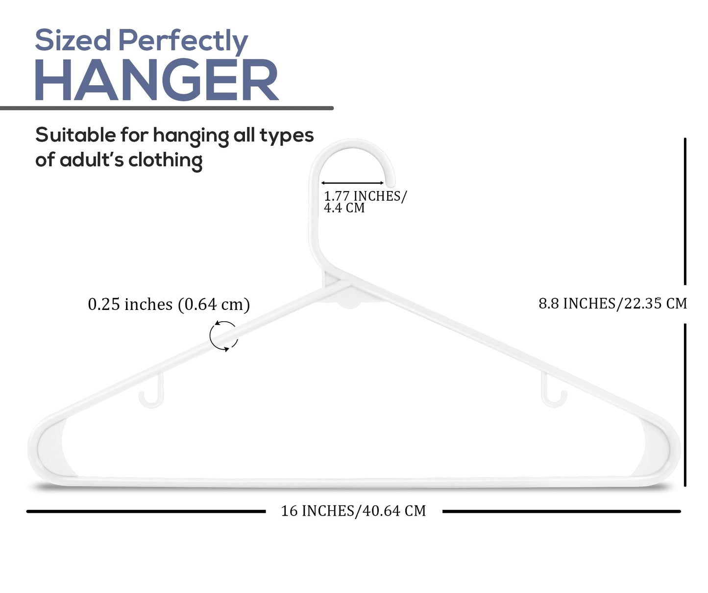 Utopia Home White Plastic Hangers 50 Pack - Clothes Hanger with Hooks - Heavy Duty Durable & Space Saving Coat Hanger for Shirts, Pants, and Skirts