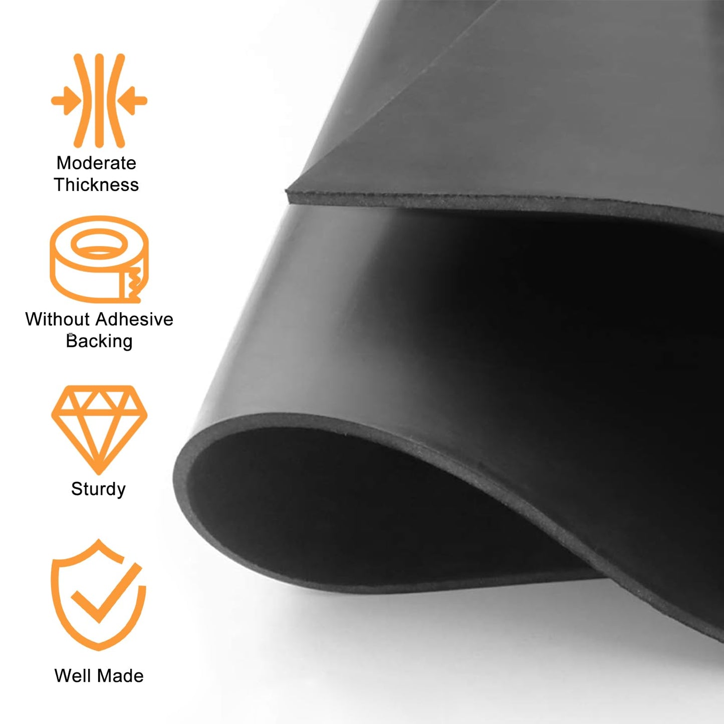 VUAOHIY Neoprene Rubber Sheet, Solid Rubber Seal Strips for DIY Gasket Materials, Oil-Resistance, Sound Reduce and Anti-Slip for Flooring, Pads, Bumpers, Supports (12In x 1/16In x 4Ft)