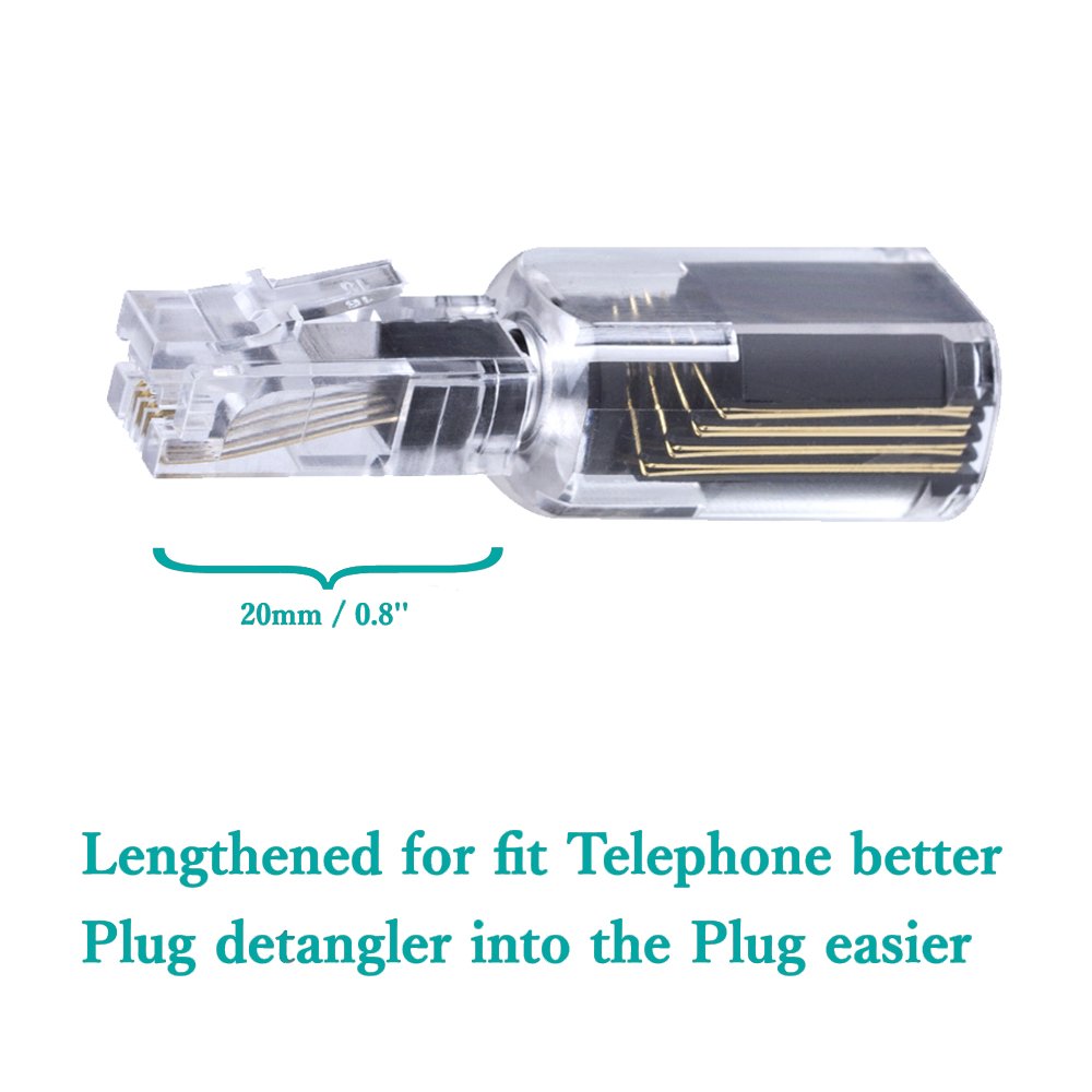 YOLISTIC (Value Pack of 10 360° Phone Cord Detangler Landline Telephone Extended Rotating Black