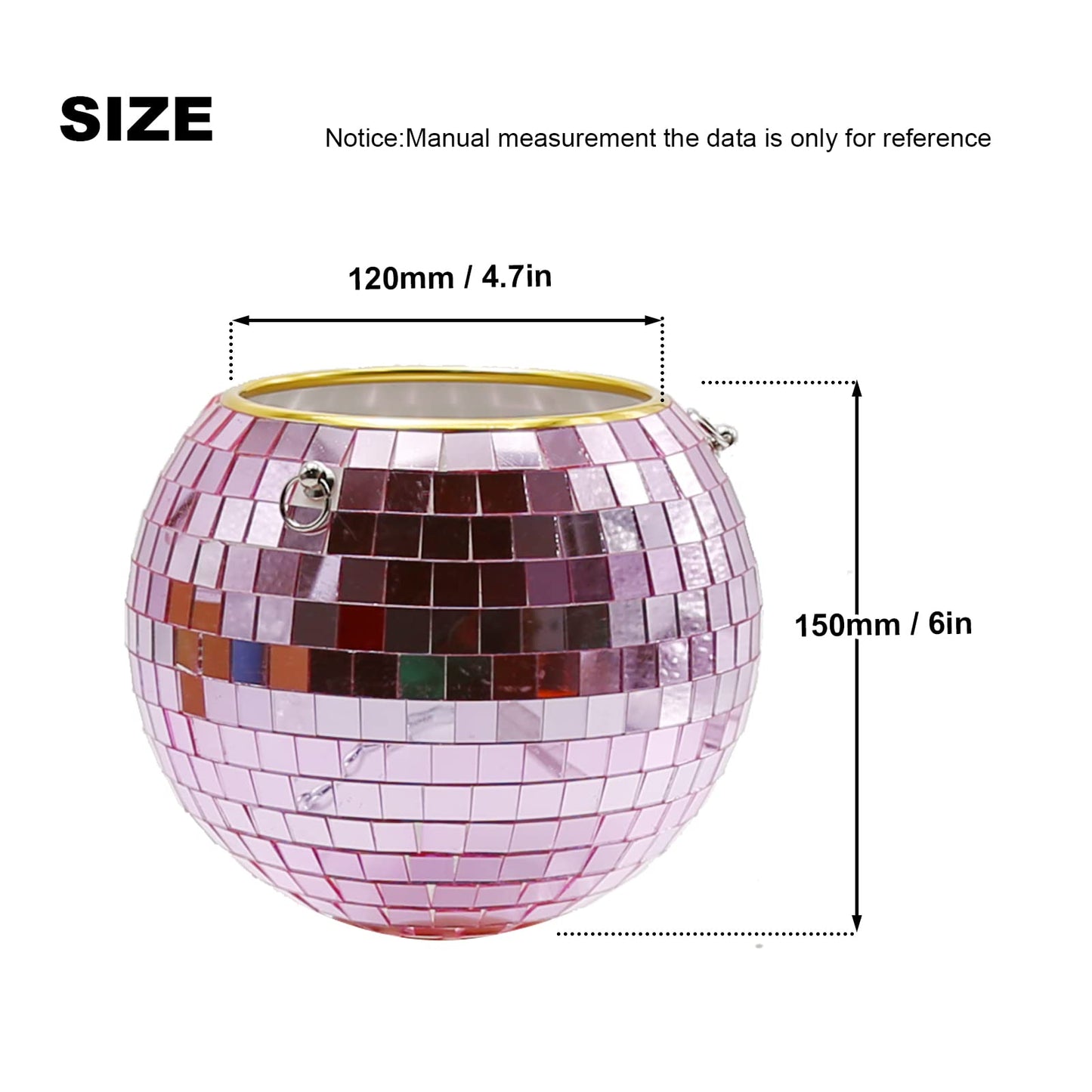 Vkinman 6 Inch Hanging Disco Ball Plant Hanger with Chain and Hook Mirror Disco Plant Holder Hanging Flower Plant Pot Home Decor
