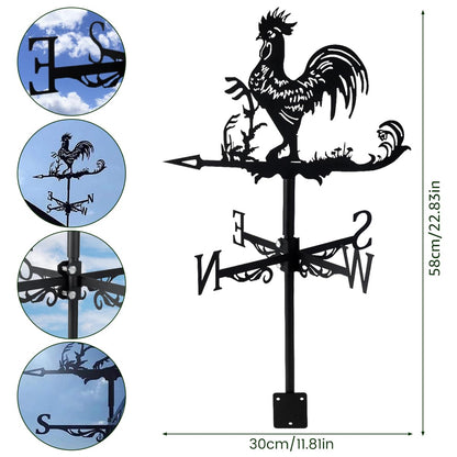 Abizarch Metal Rooster Shape Weathervane, Roof Mount Weather Chicken Wind Vane Direction Indicator,Outdoor Scene Garden Chicken Weather Vane Ornament for for Shed Farmhouse Yard Patio Decor (Rooster)