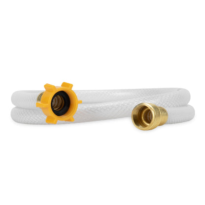 Camco TastePURE 4’ Camper/RV Drinking Water Hose - Certified Drinking Water Safe - Features Reinforced PVC Design w/Brass Fittings & Swivel Female Connector - 1/2-Inch ID (22763)