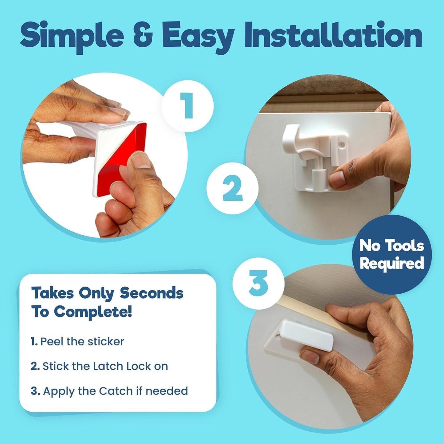 Upgraded Invisible Baby Proofing Cabinet Latch Locks (10 Pack) - No Drilling or Tools Required for Installation, Works with Most Cabinets and Drawers, Works with Countertop Overhangs, Highly Secure (White.5)