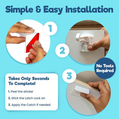 Upgraded Invisible Baby Proofing Cabinet Latch Locks (10 Pack) - No Drilling or Tools Required for Installation, Works with Most Cabinets and Drawers, Works with Countertop Overhangs, Highly Secure (White.5)