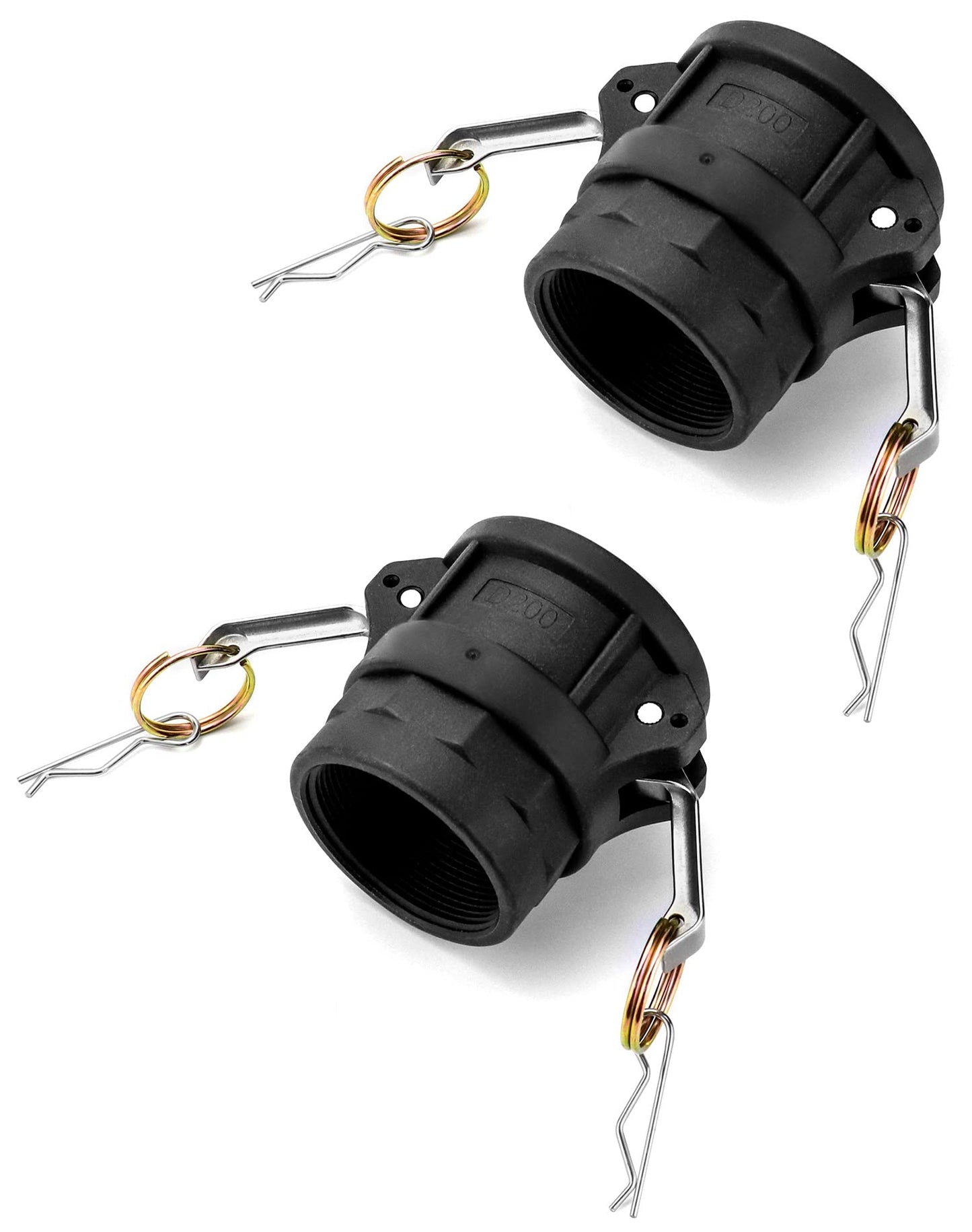 QWORK Camlock Coupling Fitting, Type D Cam Lock Fitting Pipe Fitting, 2 Pack Polypropylene Cam & Groove Fitting- -2" Female Coupler x 2" NPT Female, Black