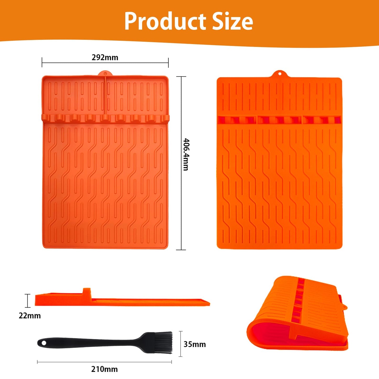 2 Pack Silicone Grill Mats for Blackstone Griddle, Non-Stick Griddle Accessories, Includes 2 BBQ Brushes for Outdoor Grill and Kitchen Use