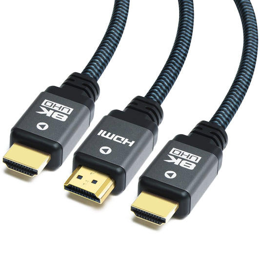 Yauhody 8K HDMI Cable 3ft 3 Pack, High Speed 48Gbps HDMI 2 1 Cable, Nylon Braided, Gold-Plated Connetors, Aluminium Shell, Supports 8K@60Hz, 4K@120Hz/144Hz,10K,2K,HD,3D, Dynamic HDR, HDCP 2.2, 4:4:4