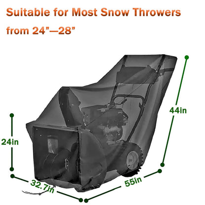 Snow Thrower Cover Waterproof Snow Blower Cover 600D Oxford with Windproof Buckles and Elastic Cord for Outdoor Electric All Weather Protection Universal Size 55" L x 44" H x 32" W