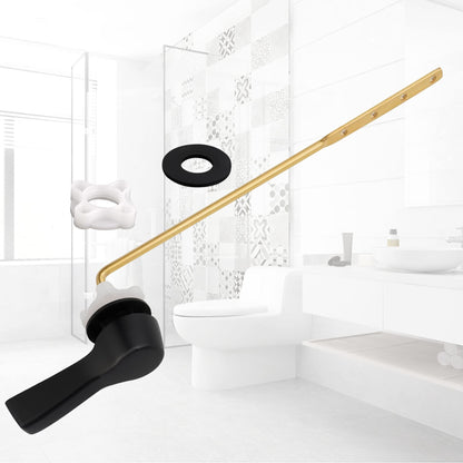 Universal Front Mount Toilet Handle Tank Flush Lever Replacement Handle with Stainless Steel Flapper Chains for Most Front Mount Toilets - Matte Black Finish Toilet Handle
