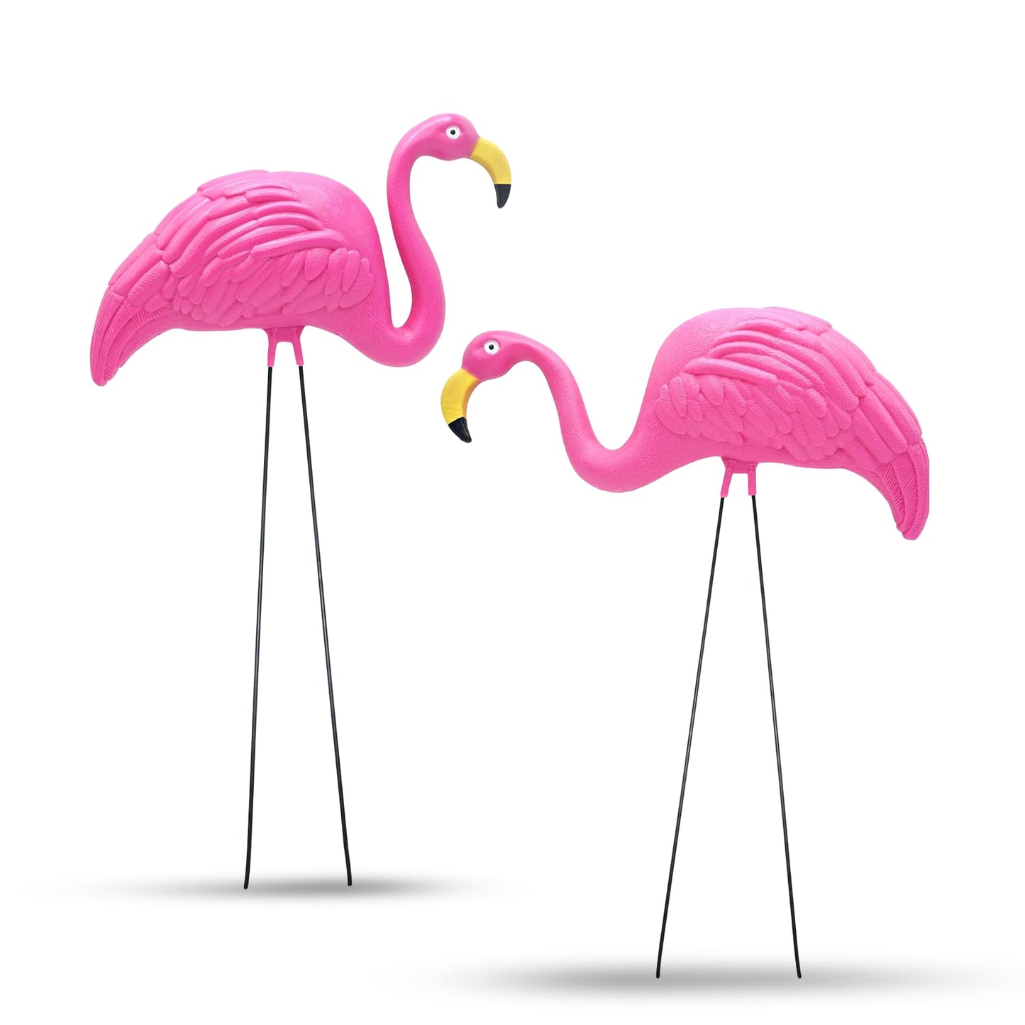 2 Pink Flamingos Yard Decorations - Large 23 inch Ornament Statues - Outdoor Garden Lawn Flamingo Decor by 4E's Novelty