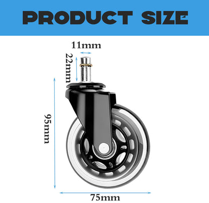 3 inch Office Chair Wheels, 11x22mm Chair Caster Wheels, Set of 5 Heavy Duty Office Chair casters for Hardwood Floors and Carpet, Fits 98% (Not Compatible with IKEA Chairs)