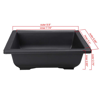YaeTool 8Pcs 8.9" Large Plastic Bonsai Training Pots Flower Plant Retro Style Square Nursery Pots Retro Style