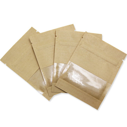 WACCOMT Pack Kraft Paper Small Seed Packets Resealable Bags Seeds Envelopes Garden Collecting for Flower Vegetable Storage with Clear Window Zipper Heat Seal Packaging (100, 9x13cm(3.54x5.12 inch))
