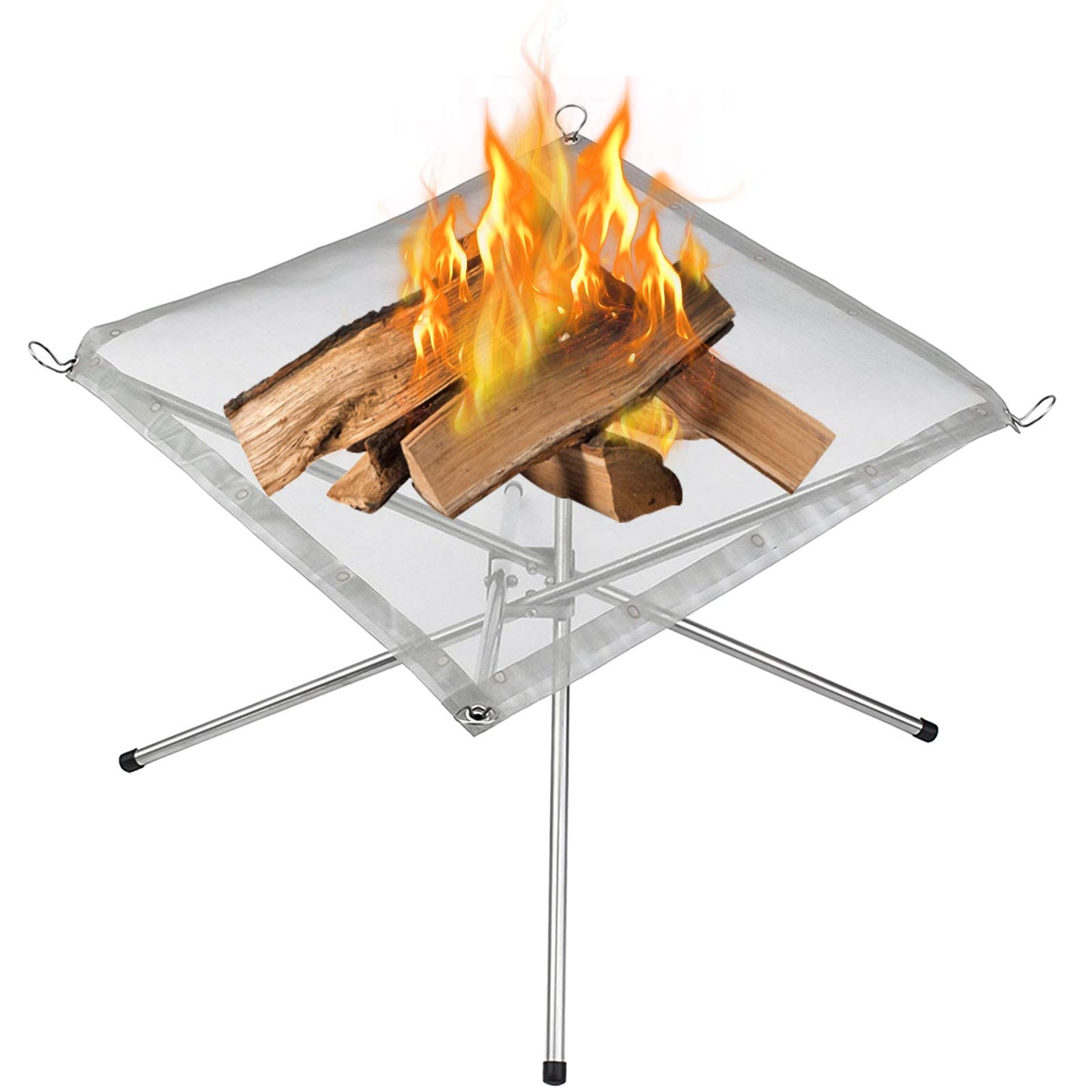 Portable Outdoor Fire Pit 22 Inch Upgrade Foldable Stainless Steel Mesh Fire Pit Wood Burning, Collapsible Fireplace Space Saving Perfect for Camping, Backyard, Patio, Garden (Carrying Bag Included)