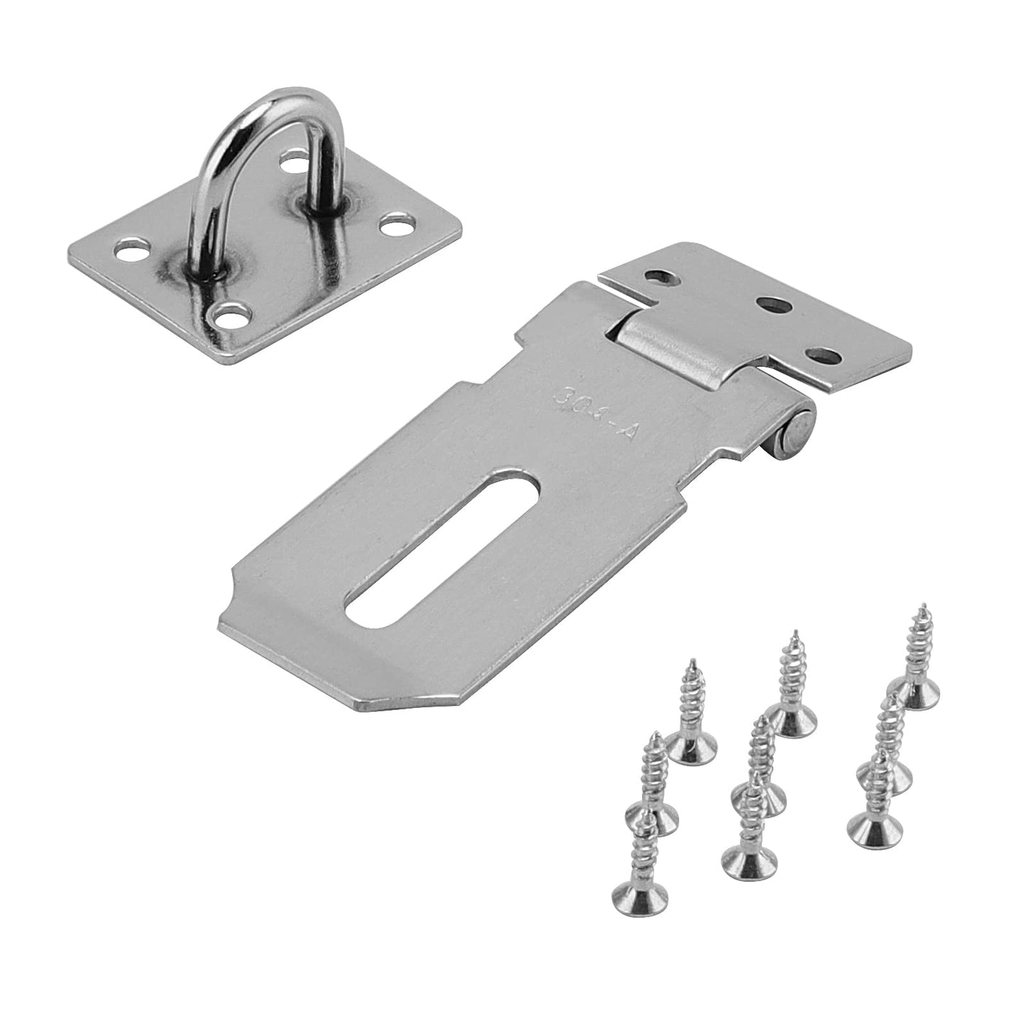 SENJEOK 10 PCS 3 Inch Door Locks Hasp Latch, Stainless Steel Padlock Hasp Latch with Screws, Clasp Hasp Lock Latch for Bedroom, Windows
