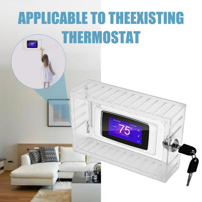 Saihisday 2 Pcs Thermostat Lock Box with Keys, Wall Mounted Acrylic Thermostat Guard Box Large Thermostat Cover with Lock Fit for 6.1"W×3.85"H All Type Wall Thermostats or Smaller
